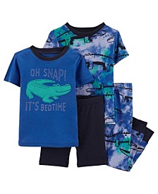 Toddler Boys 4-Piece Snug Fit T-shirt, Shorts and Pajama Set