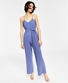 Women's Sleeveless Belted Jumpsuit, Created for Macy's