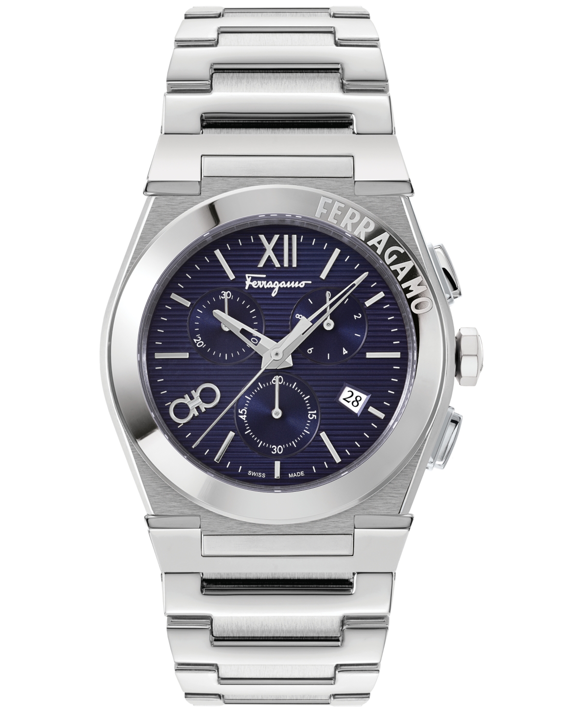 Shop Ferragamo Salvatore  Men's Swiss Chronograph Vega Stainless Steel Bracelet Watch 42mm