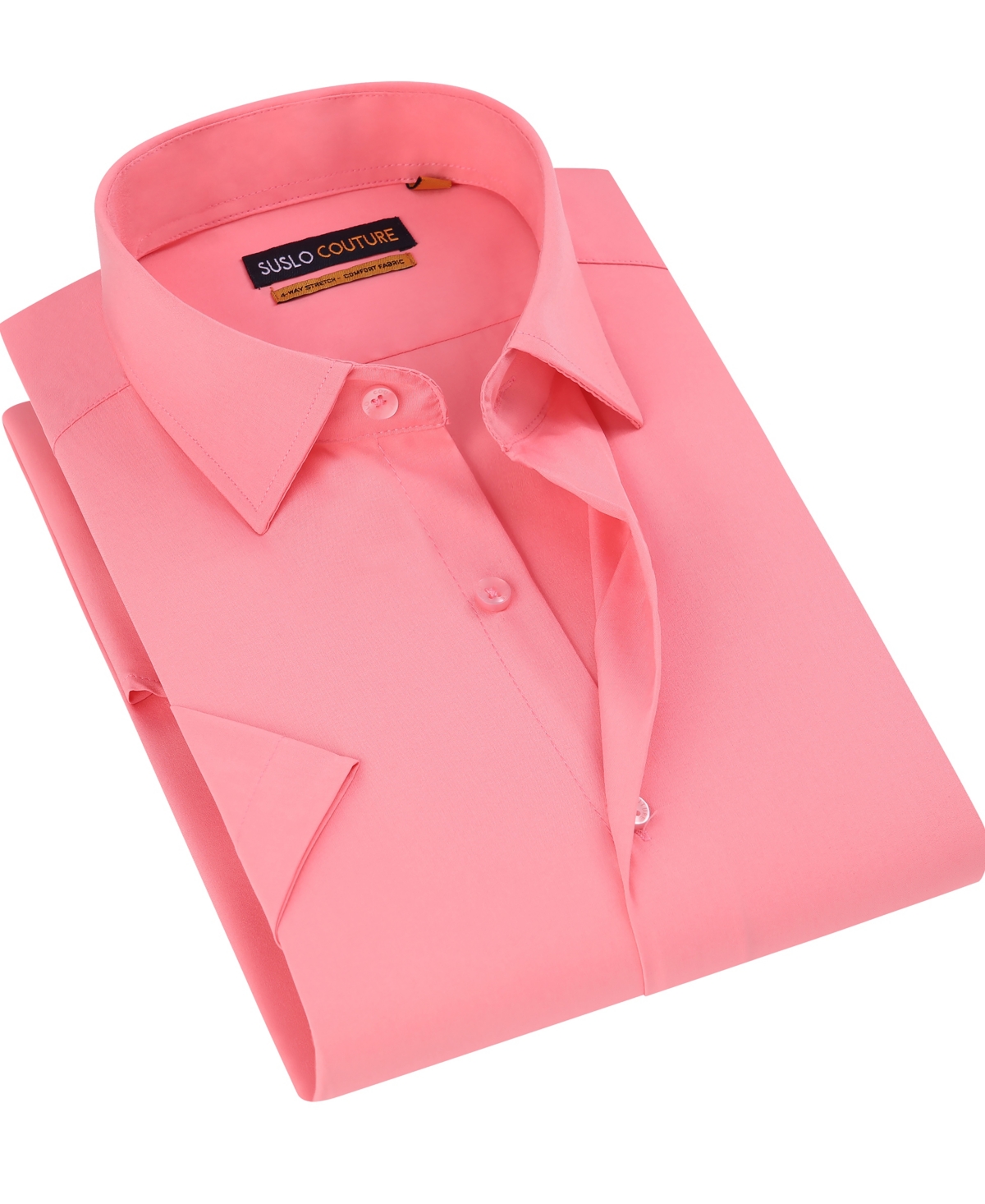 Men's Slim Fit Performance Short Sleeves Solid Button Down Shirt - Sky