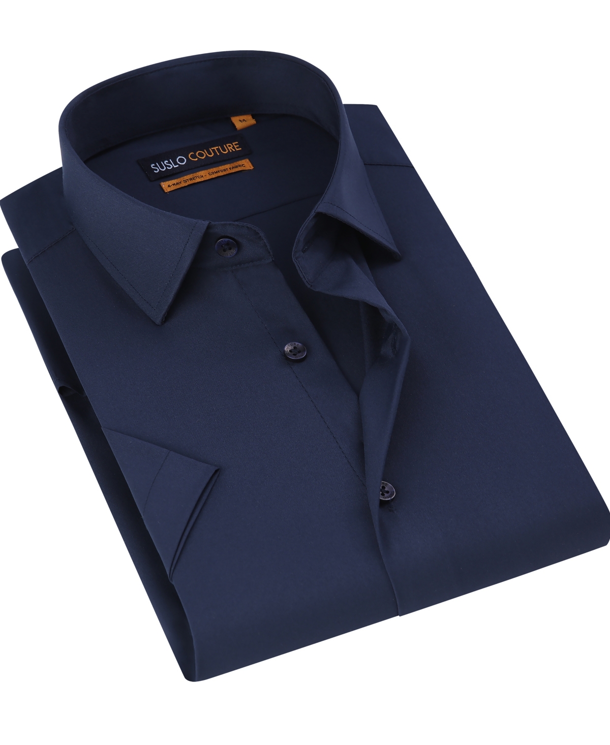 Men's Slim Fit Performance Short Sleeves Solid Button Down Shirt - Sky