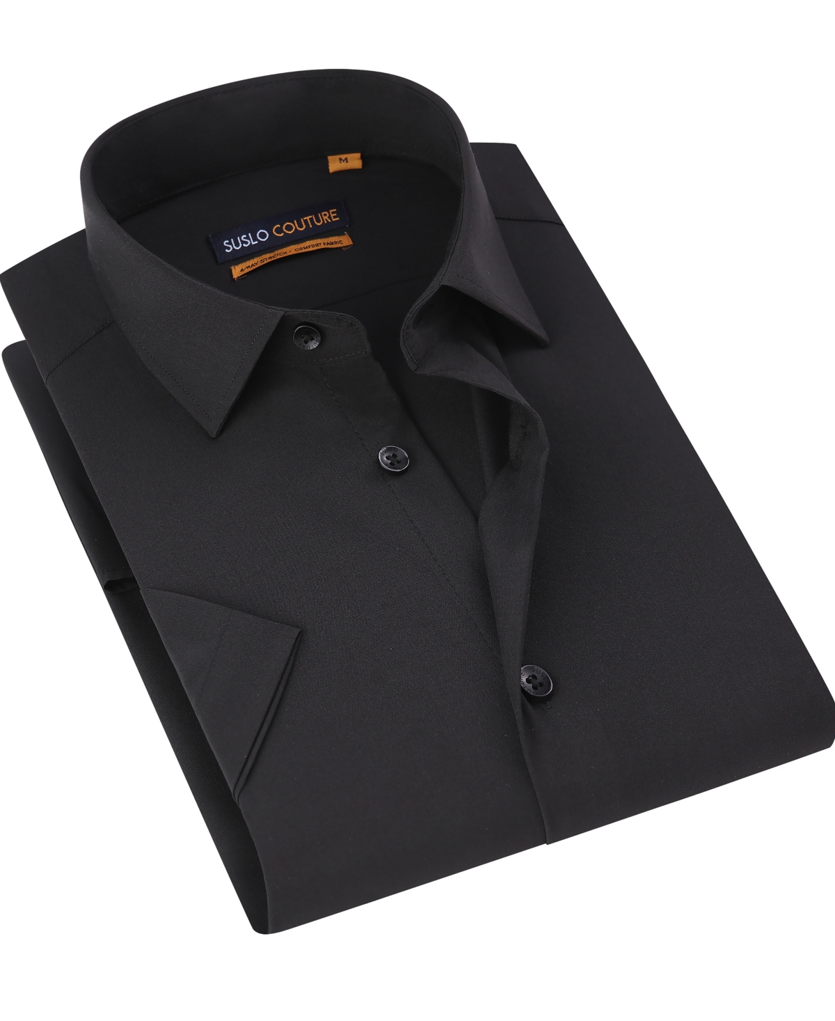 Men's Slim Fit Performance Short Sleeves Solid Button Down Shirt - Sky