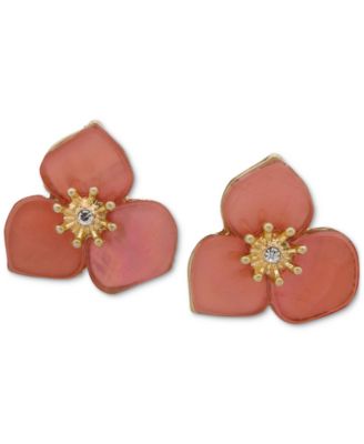 lonna & lilly Gold-Tone Pave Color Flower Button Earrings - Pink