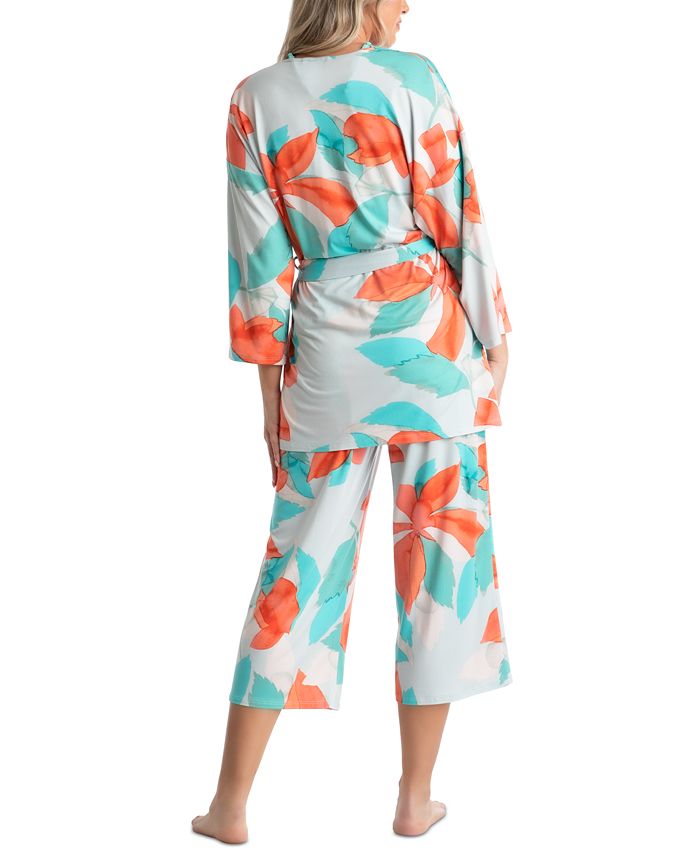 Linea Donatella Women's Mango 3Pc. Wrap, Tank & Capri Pajama Set Macy's