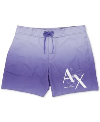 A|X Armani Exchange - Men's Ombr&eacute; Floral Logo-Print Board Shorts