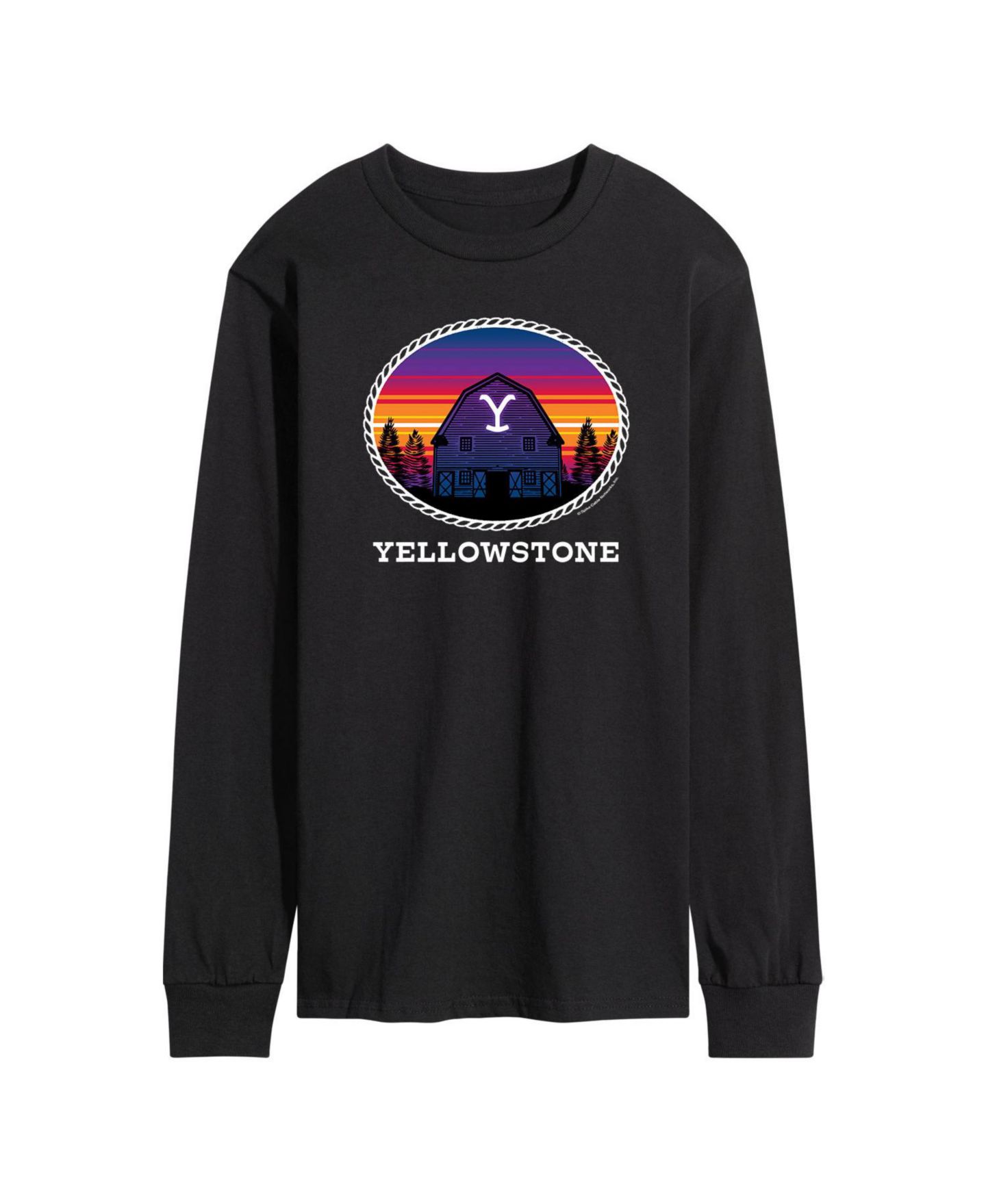 Мужская футболка AIRWAVES Yellowstone Sunset Barn Long Sleeve, цвет: Чёрный — фото 1