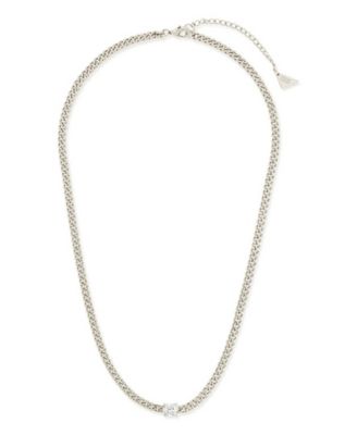 Curb Chain Necklace with Stationed Cubic Zirconia