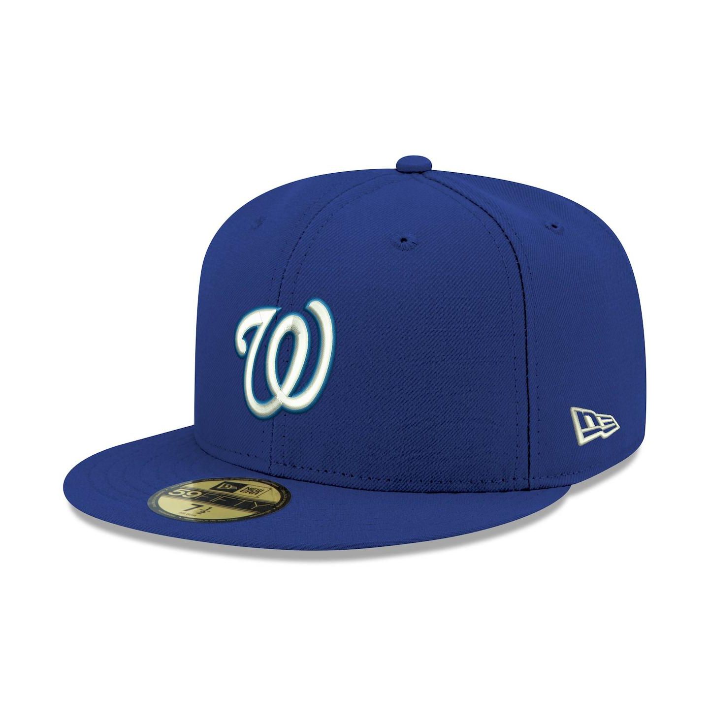Мужская кепка New Era Royal Washington Nationals Logo White 59Fifty Fitted Hat — фото 1