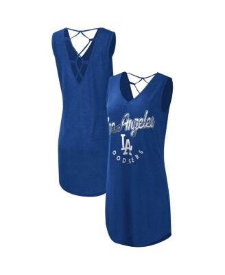 Women's Royal Los Angeles Dodgers Game Time Slub Beach V-Neck Cover-Up ...