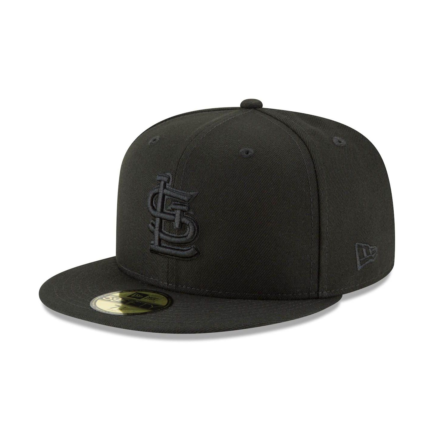 Мужская кепка New Era Black St. Louis Cardinals Black on Black 59FIFTY Fitted Hat — фото 1