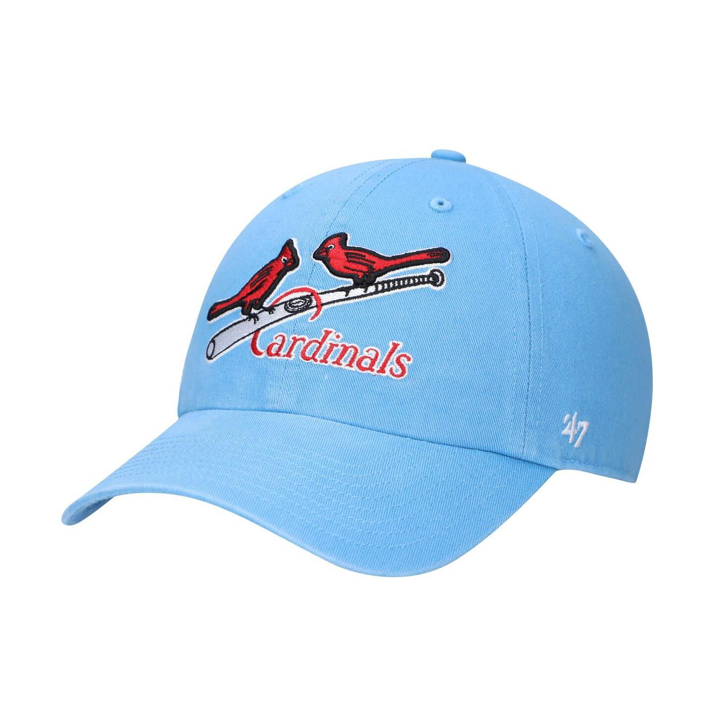 Мужская кепка '47 Brand Light Blue St. Louis Cardinals Logo Cooperstown Collection Clean Up Adjustable Hat — фото 2