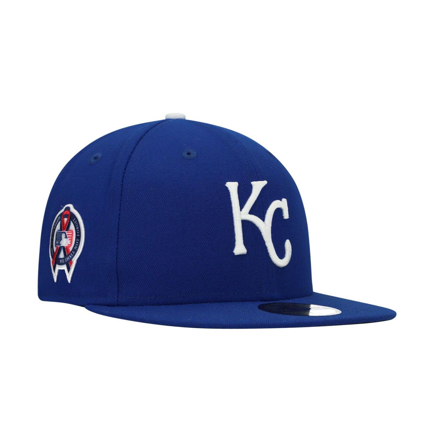 Мужская кепка New Era Royal Kansas City Royals 9, 11 Memorial Side Patch 59Fifty Fitted Hat — фото 2