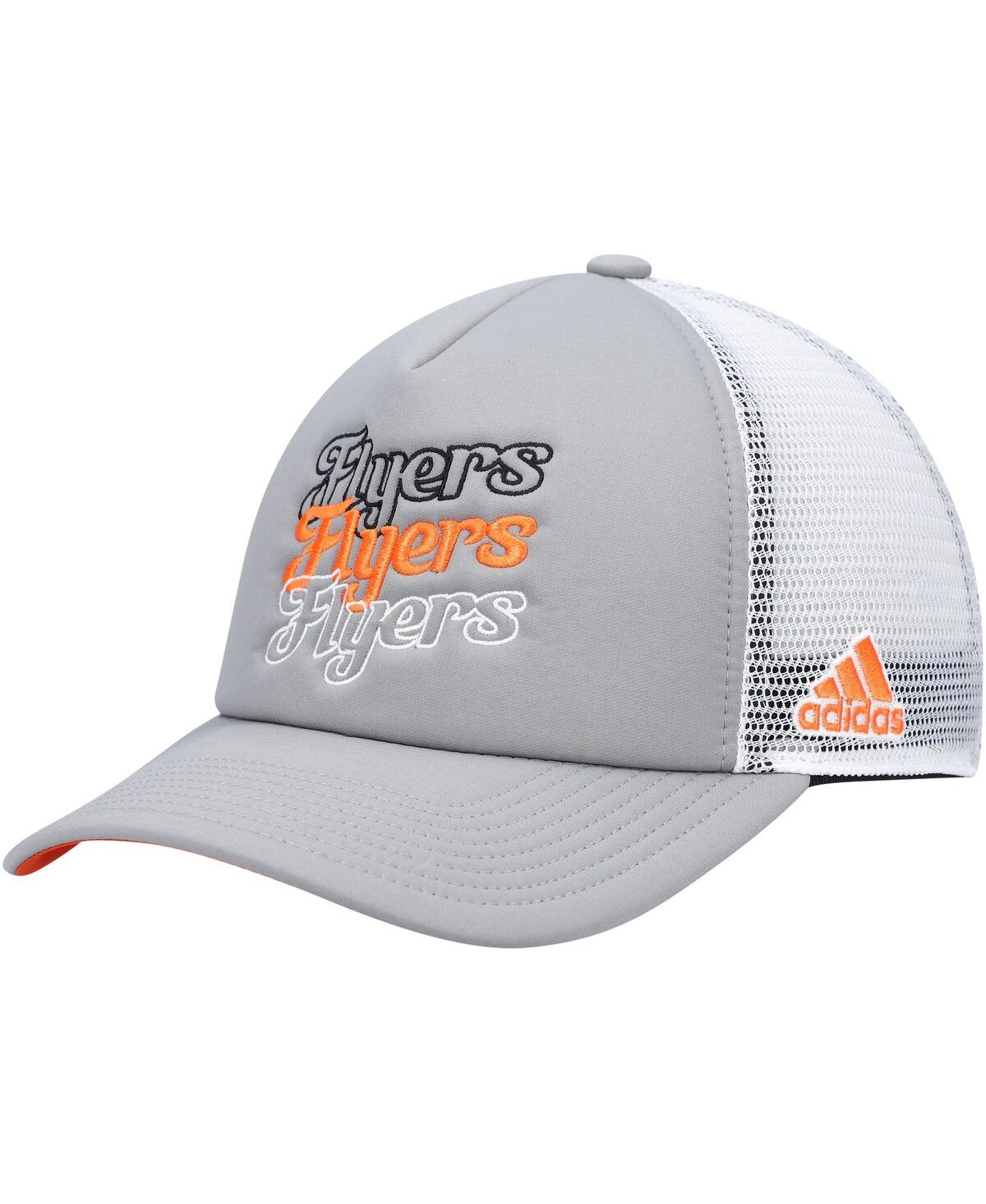 Shop Adidas Originals Women's Gray, White Philadelphia Flyers Foam Trucker Snapback Hat In Gray,white