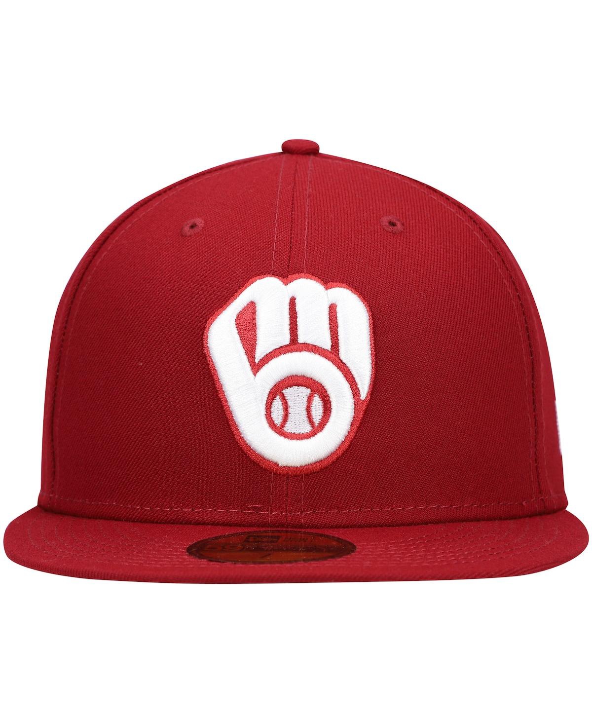 Men'sMilwaukee Brewers Logo White 59Fifty Fitted Hat - Cardinal