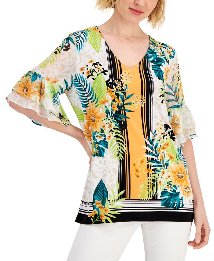 JM Collection Women's Tropical Light Top, Created for Macy's - Macy's