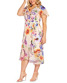 Plus Size Floral Ruffled Midi Dress