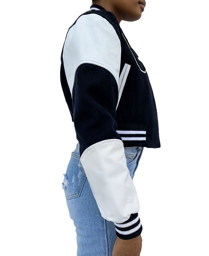 COOL Creative Women's Cropped Varsity Jacket Macy's