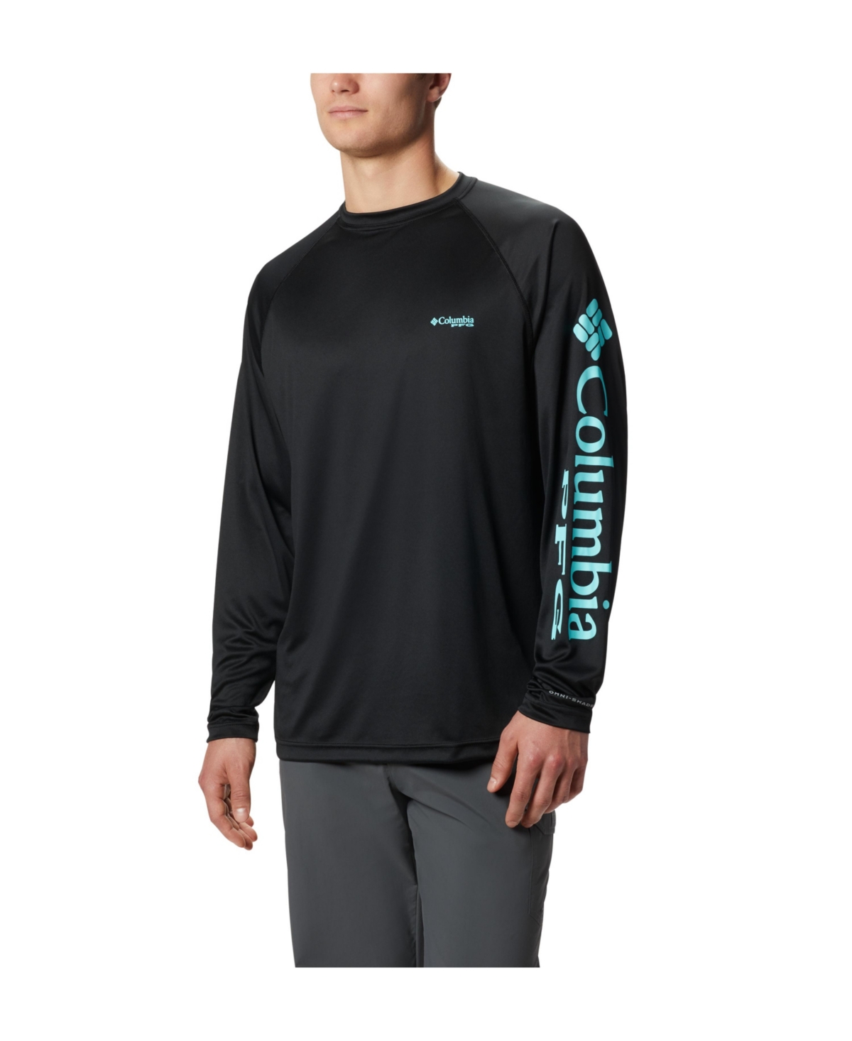 Shop Columbia Pfg Men's Terminal Tackle Upf 50 Quick Dry Shirt In Black,gulf Stream Logo