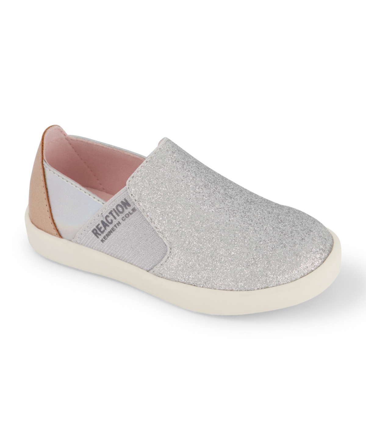 Kenneth Cole New York Toddler Girls Glitter Slip On Sneakers In Silver-tone