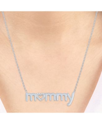 Diamond Mommy 18" Pendant Necklace (1/10 ct. t.w.) in Sterling Silver