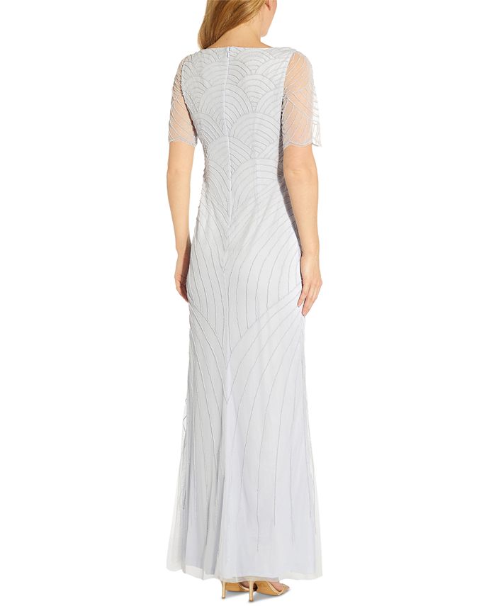 Adrianna Papell V-Neck Beaded Gown - Macy's
