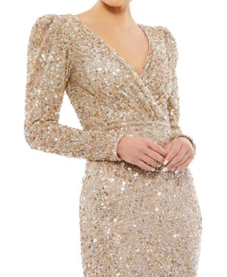 MAC DUGGAL Sequined Evening Gown