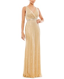 Beaded Sequined Evening Gown