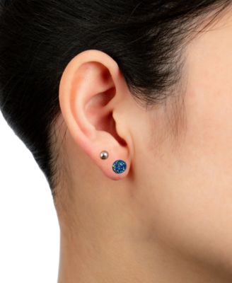 2-Pc. Set Druzy & Polished Stud Earrings in Sterling Silver, Created for Macy's