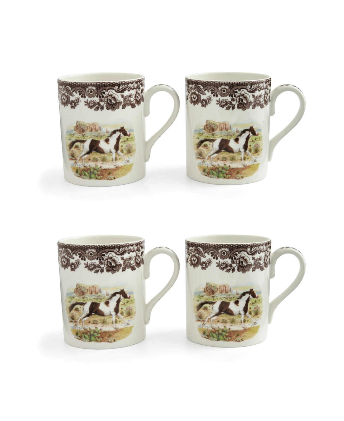 Arabian Horse Mug, Set of 4 - Brown