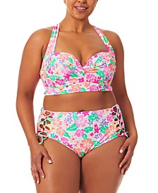 California Waves Trendy Plus Size Hawaii Sunsets Printed Bikini Top & Hawaii Sunsets Printed Bikini Bottoms, Created for Macy's