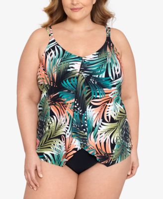 Swim Solutions Plus Size Tummy Control Handkerchief One Piece Fauxkini Swimsuit Created for Macy s Macy s