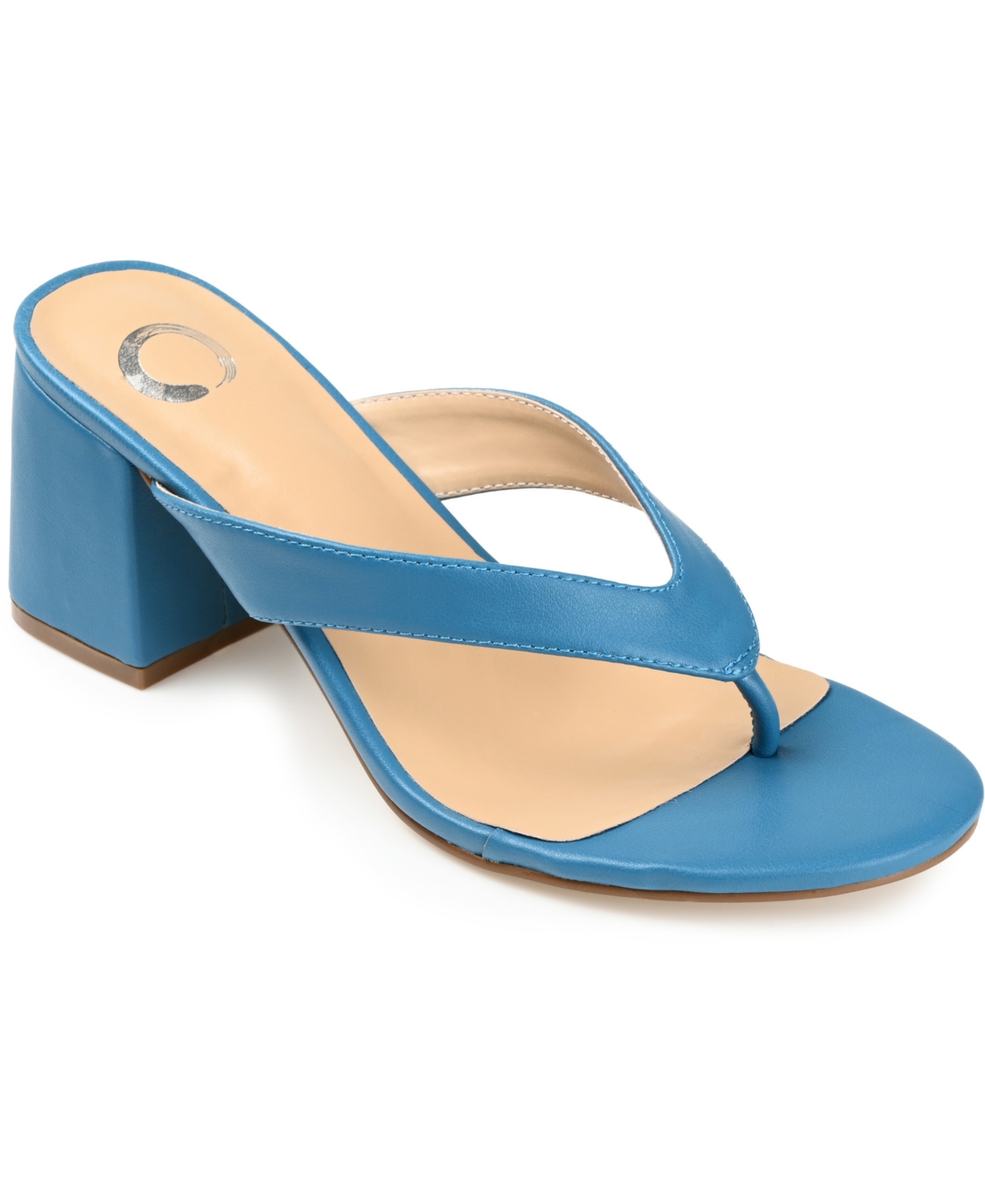 Journee Collection Women's Alika Block Heel Thong Sandals In Blue