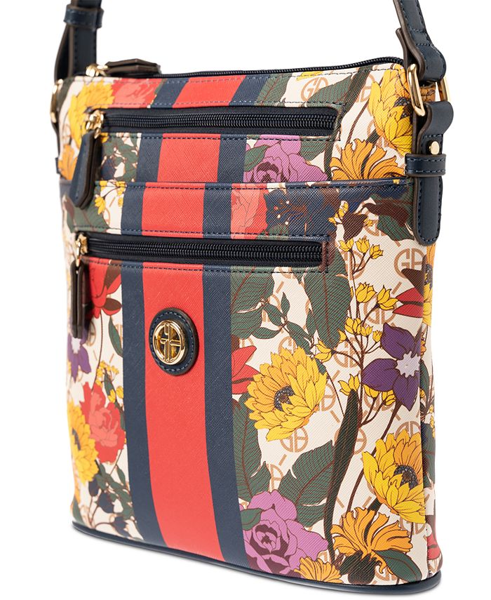 Giani Bernini Saffiano Floral Stripe Crossbody, Created for Macy's Macy's