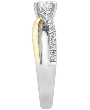 Macy's - Diamond Crossover Engagement Ring (7/8 ct. t.w.) in 14k Two-Tone Gold