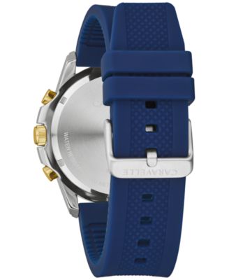 Men's Chronograph Blue Silicone Strap Watch 44mm