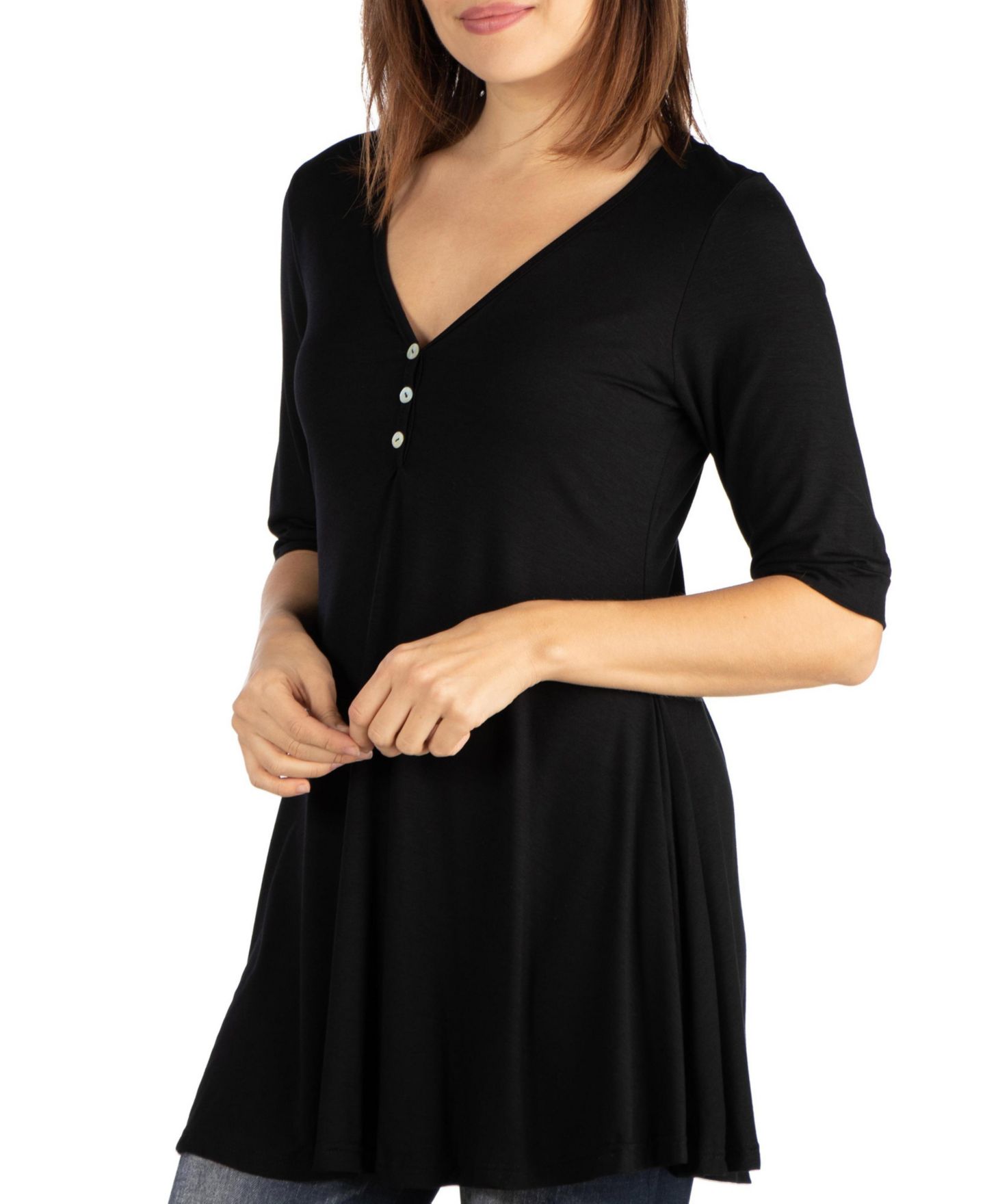 Женская туника 24seven Comfort Apparel с короткими рукавами, цвет: Чёрный — фото 3