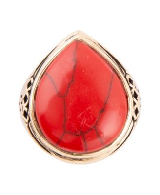 Wildfire Bronze and Genuine Red Howlite Rings