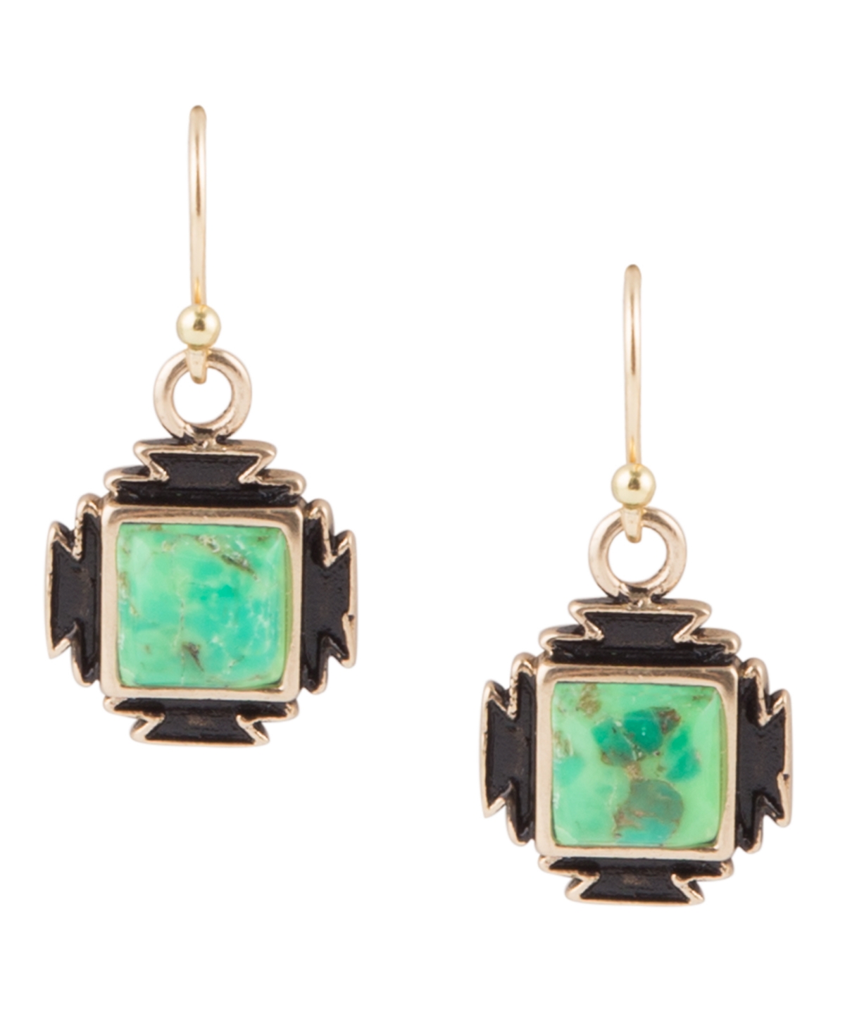 Mission Bronze and Genuine Lime Turquoise Drop Earrings - Lime Turquoise