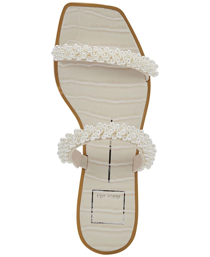 Dolce Vita Women's Ivee Imitation Pearl Slide Flat Sandals - Macy's