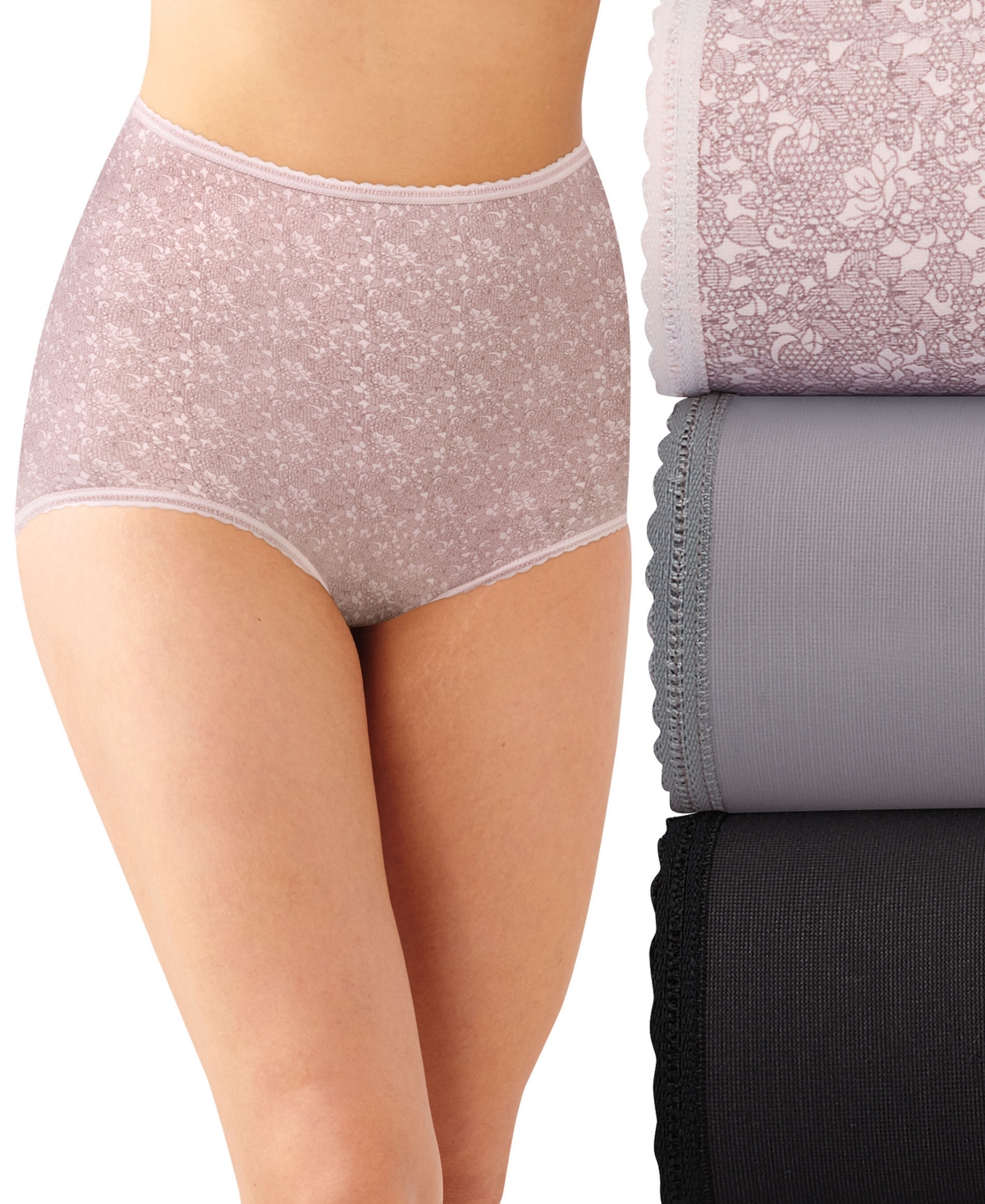 Bali Women's 3-Pk. Skimp Skamp Brief Underwear - M1b Pk Prnt/steel/bk