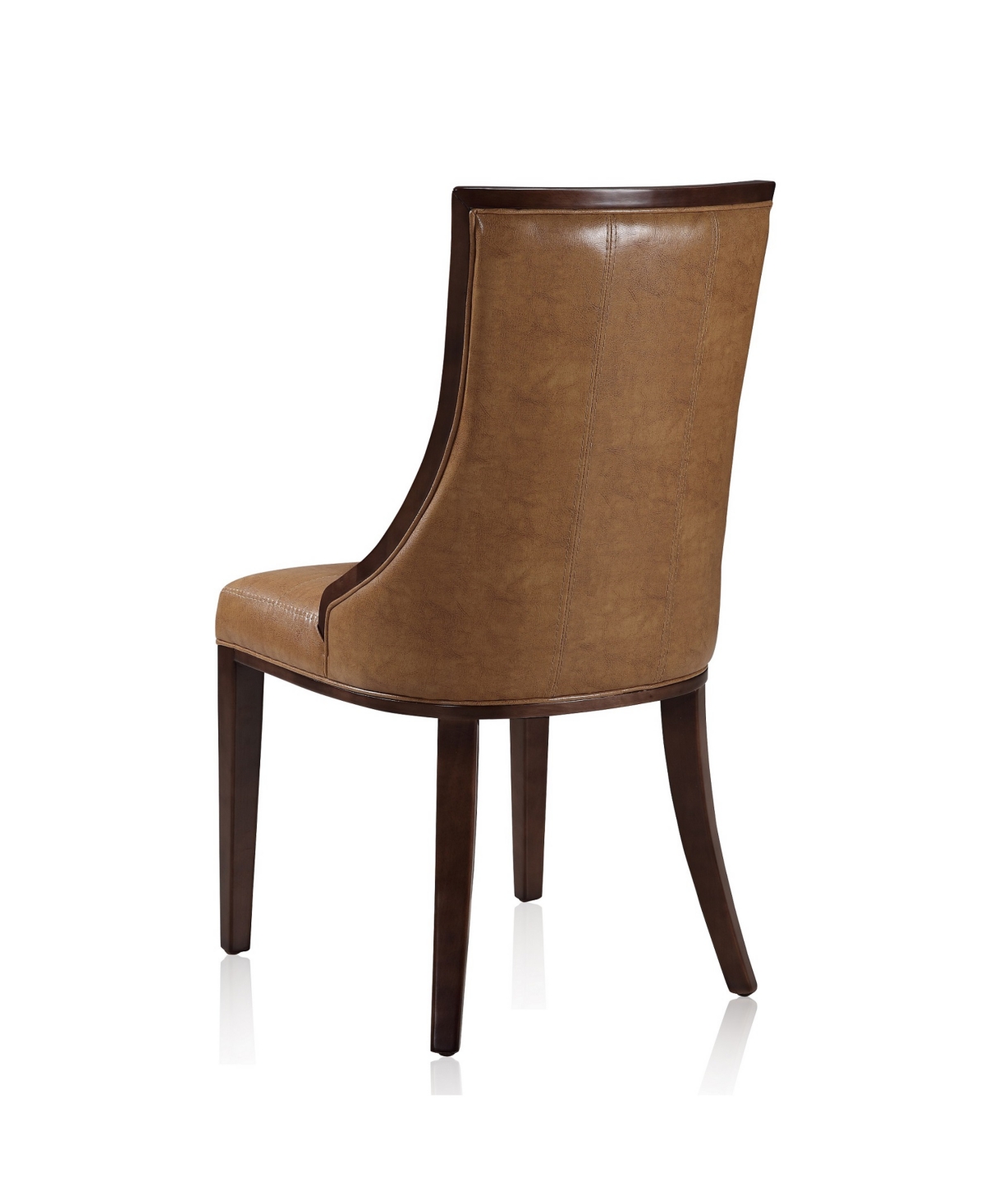Manhattan Comfort Fifth Avenue 2-Piece Beech Wood Faux Leather Upholstered Dining Chair Set - Walnut