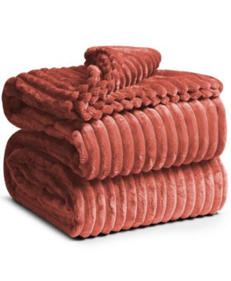 Nestl Bedding Cut Plush Lightweight Super Soft Fuzzy Luxury Bed Blankets Bedding In Misty Rose