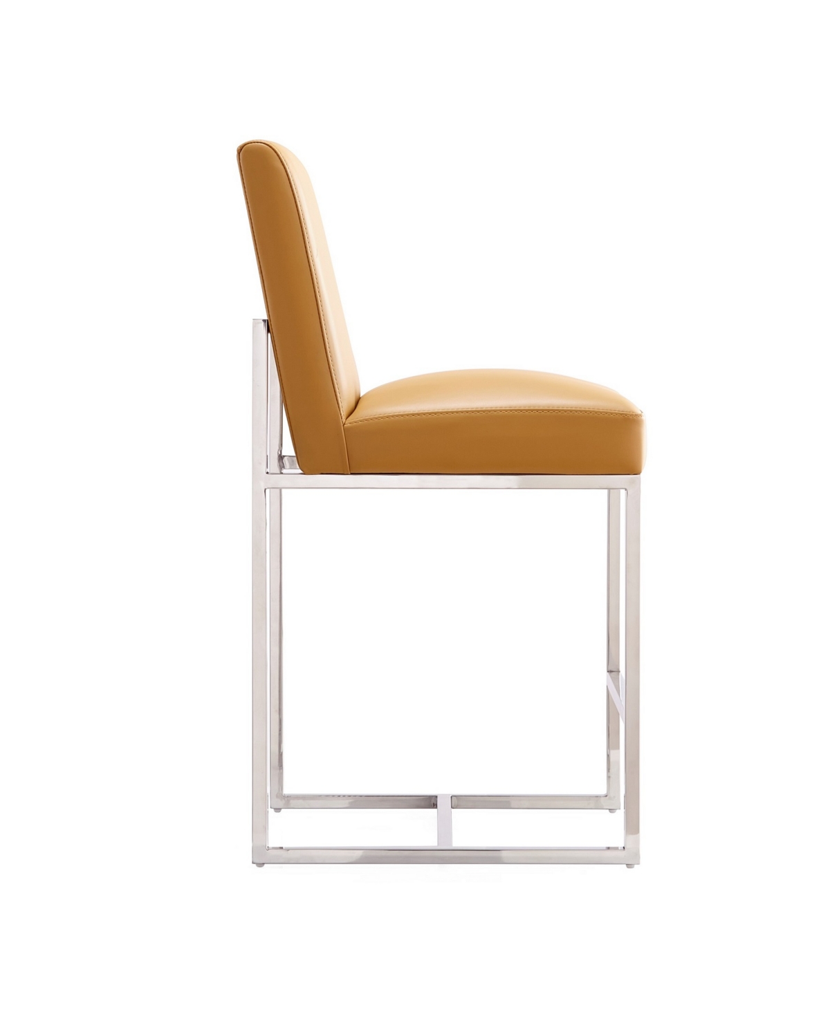 Manhattan Comfort Element 24" Counter Stool, Set Of 2 In Pearl White,polished Chrome