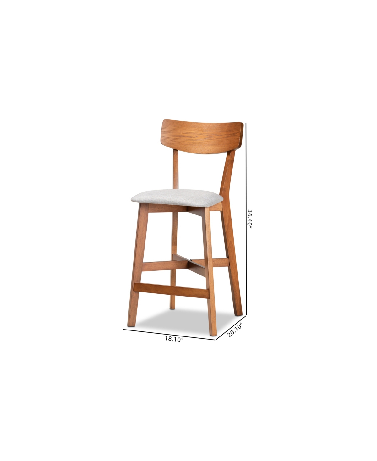 Cameron Modern and Contemporary Transitional Wood Counter Stool Set, 2 Piece - Walnut Brown