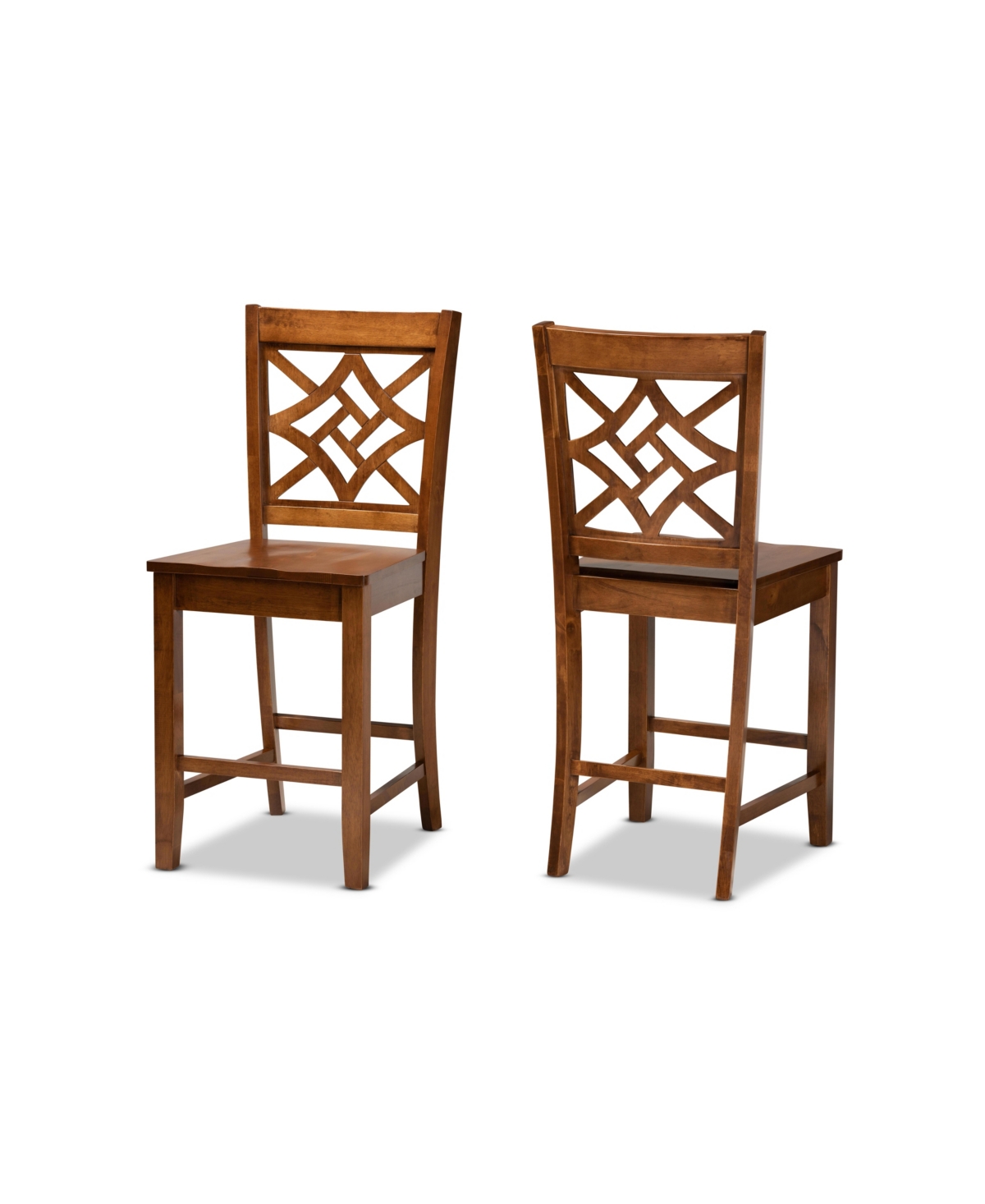 Baxton Studio Nicolette Modern And Contemporary Transitional Wood Counter Stool Set, 2 Piece In Walnut Brown