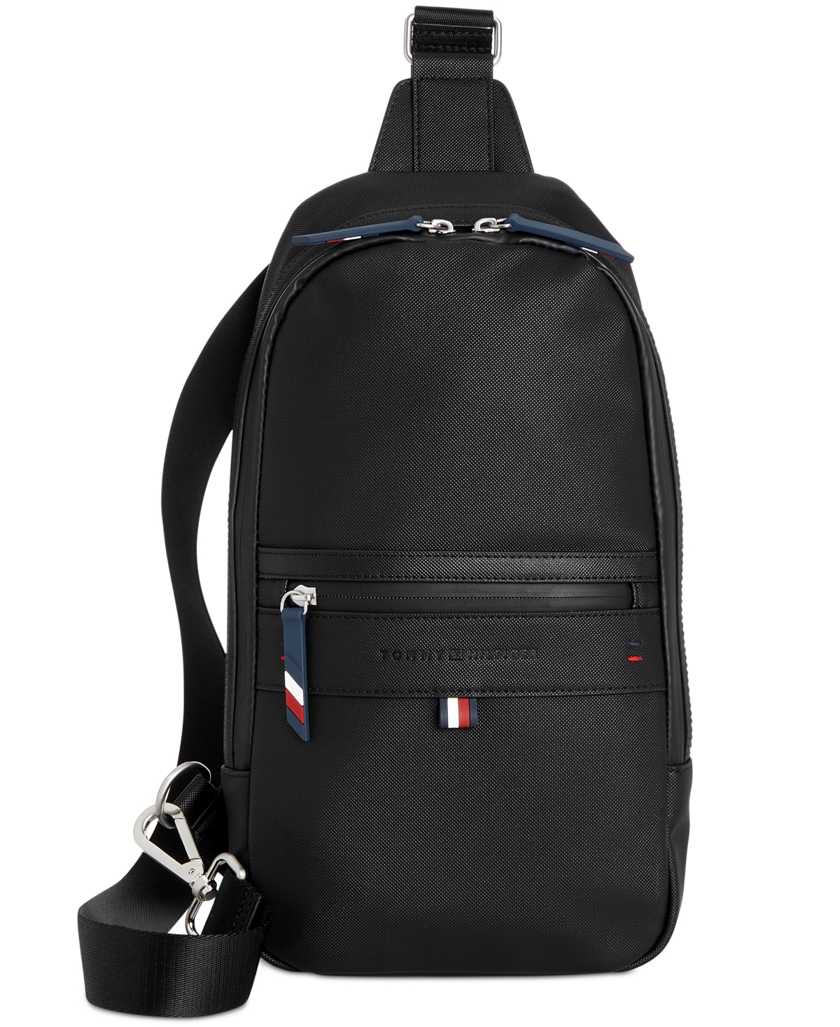 Tommy Hilfiger Men's Leo Logo Embossed Sling Backpack In Black