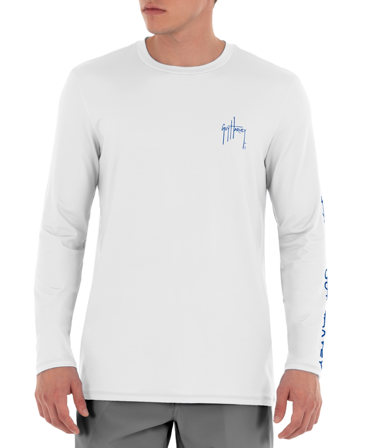 Guy Harvey Men's Moisture-Wicking Upf 50 Logo Graphic Long-Sleeve T-Shirt