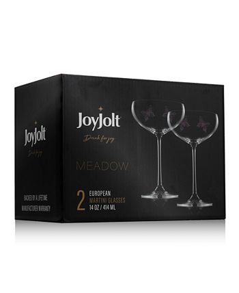 JoyJolt Set of 2 Meadow Butterfly Crystal Champagne Flutes 
