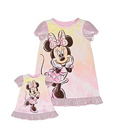 Toddler Girls Minnie Mouse Nightgown with Mini Nightgown for Dolls, Pack of 2
