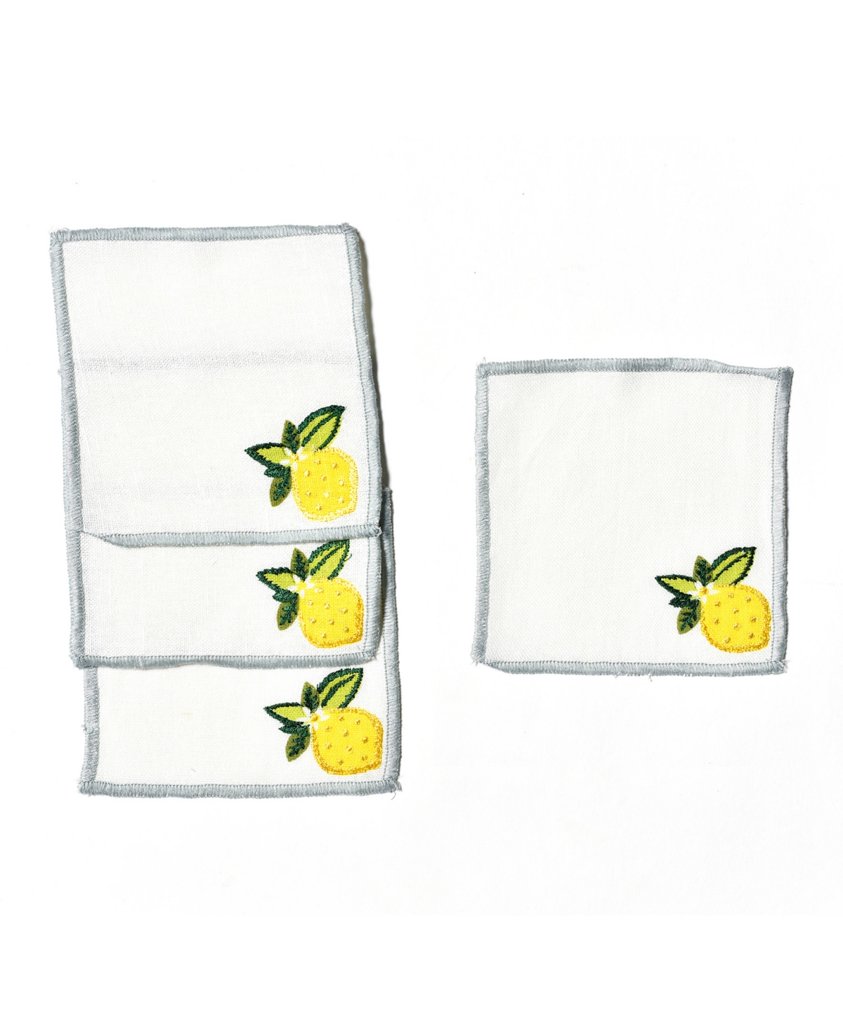 Coton Colors Lemon Citrus Cocktail Napkins, Set Of 4 In White